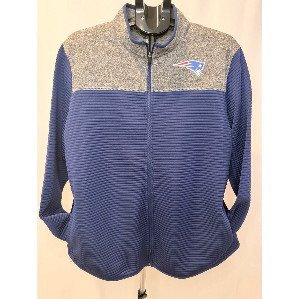 NFL Team Apparel Patriots Jacket Blue Gray Ribbed TX3 Warm Womens 2XL